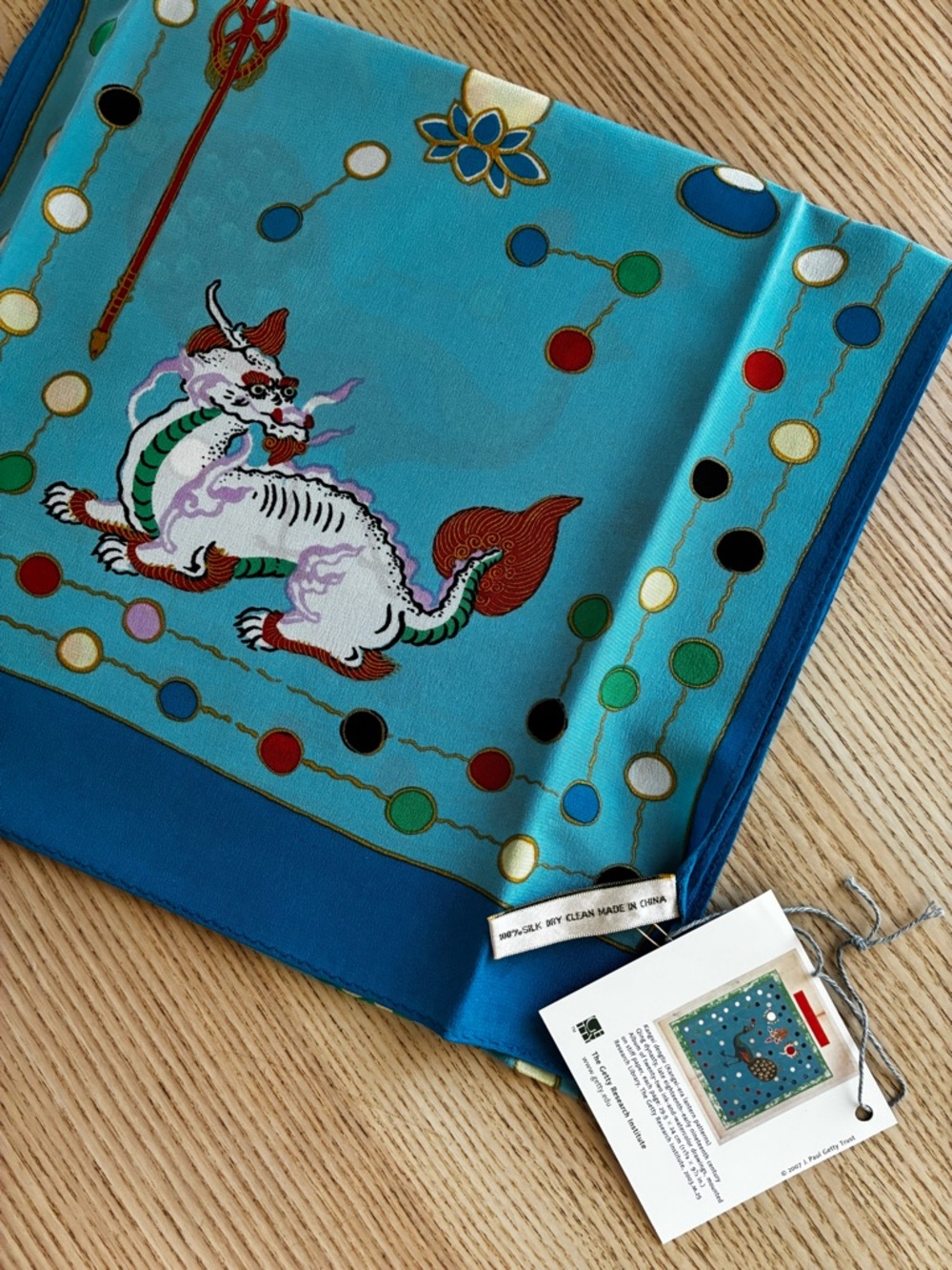 Chinese Silk Scarf with Colorful Motif featuring Art from the Getty - Picture 5 of 9